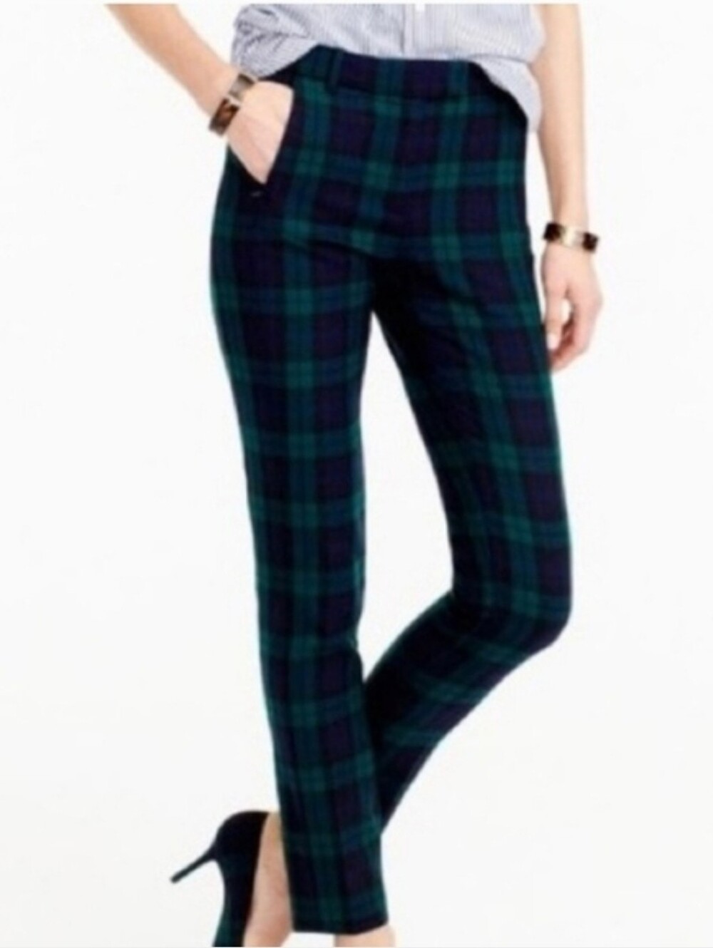❤️ J CREW WOOL MADDIE ANKLE PANTS / TROUSERS IN BI-STRETCH BLACK WATCH PLAID, 8